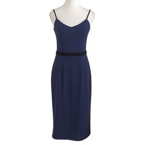 DRESS THE POPULATION EMMA NAVY CREPE SPAGHETTI STRAP SHEATH DRESS - S